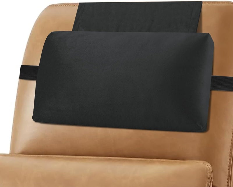SofGlowly Head Recliner Pillow Adjustable Shredded Memory Foam Headrest Pillow for Recliners,Non-Slip Velvet Cushion for Pain Relief Neck Support Pillow for Travel Home Recliner Sofa Armchair (Black) - Image 1